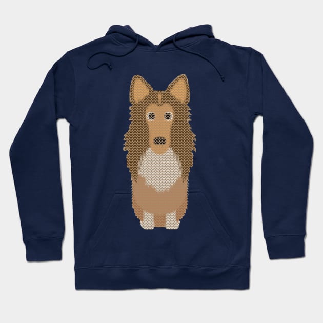 Rough Collie Ugly Christmas Sweater Knit Pattern Hoodie by DoggyStyles